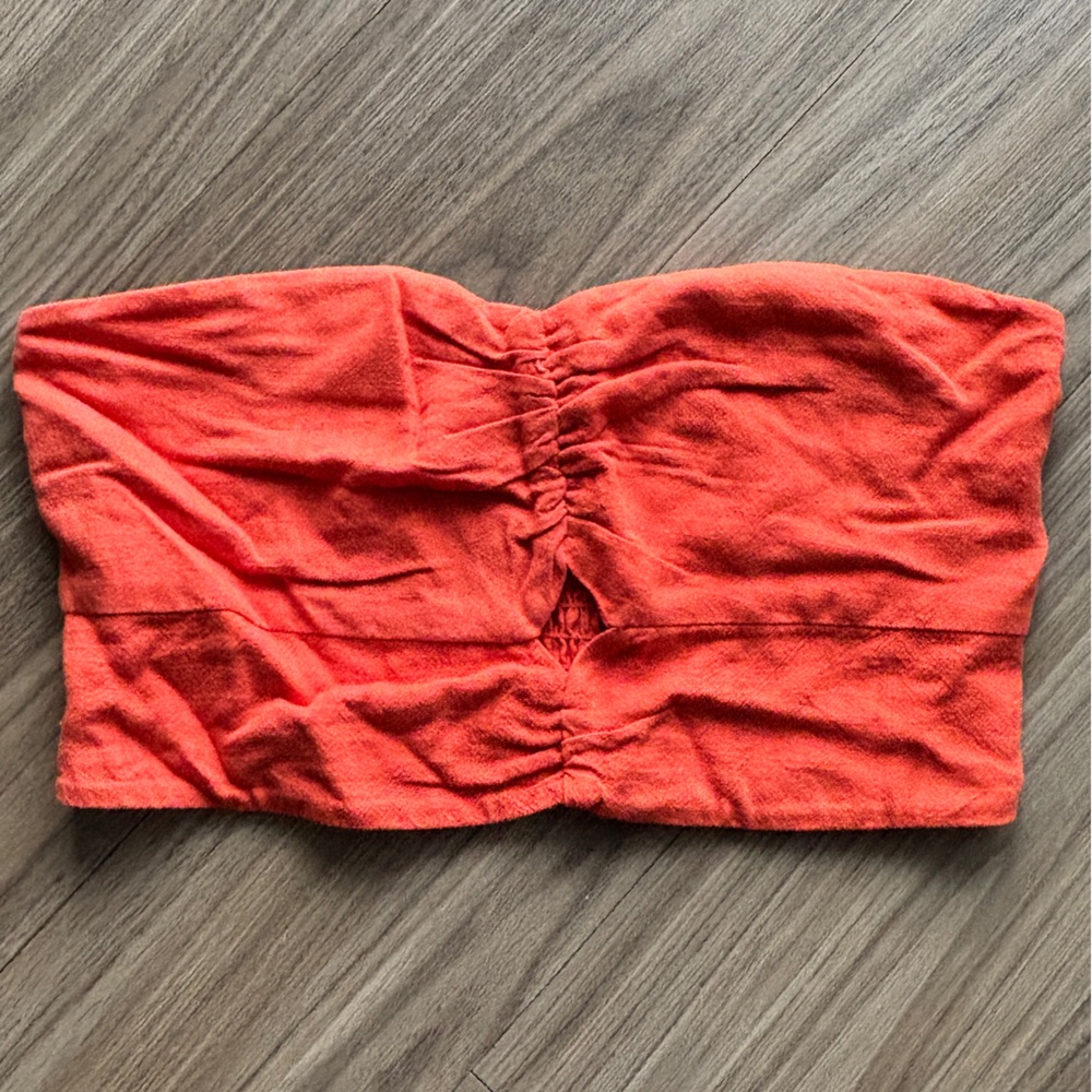 Orange Strapless Crop Top